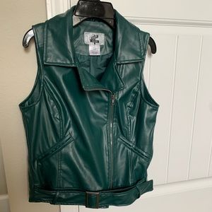 Green leather vest